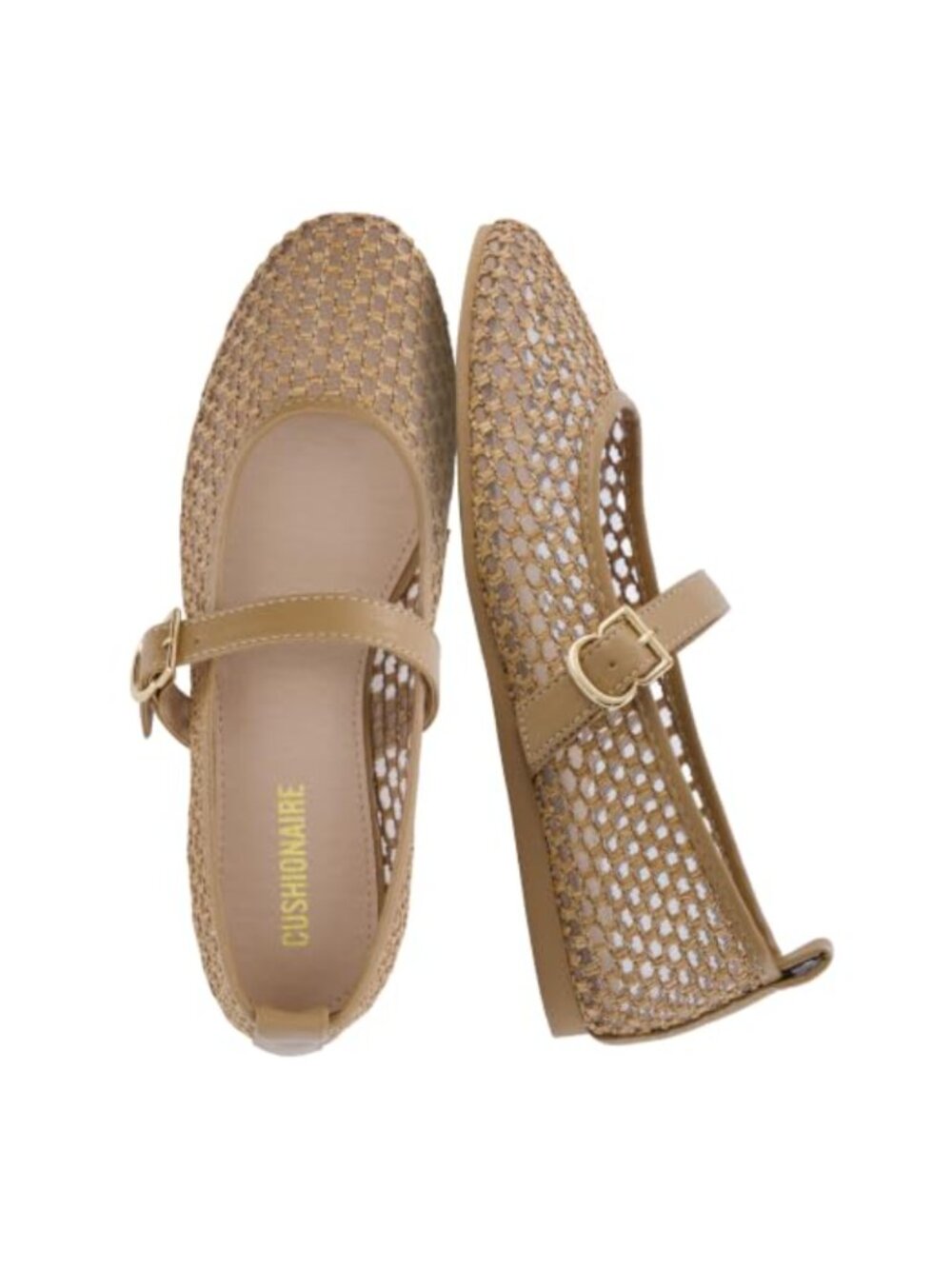 Mesh Mary Jane Flats with Memory Foam & Buckle Strap